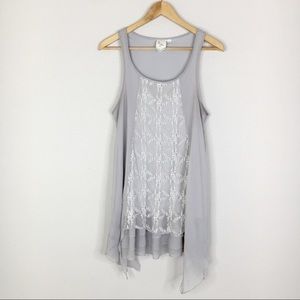 White Crow Gray & White Lace Mini Dress